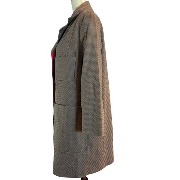 NWOT T TAHARI Cotton Coat Jacket Spring Summer Weight Lined Pockets Taupe M - Picture 5 of 9